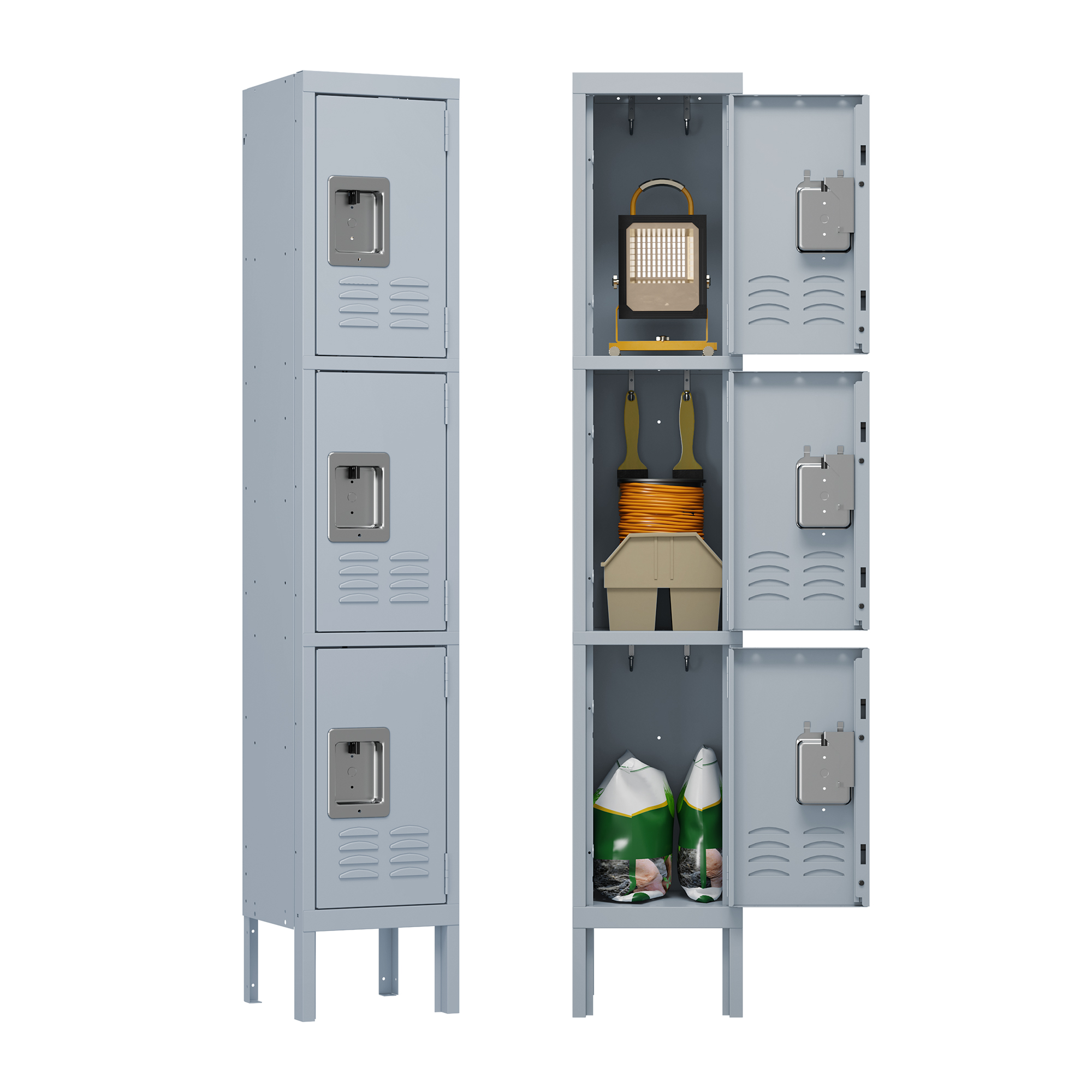 Three door single metal locker